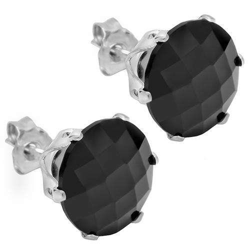 GENUINE NATURAL 5.50 Ct BLACK ONYX CHECKERBOARD STUD EARRINGS WITH VALUATION & AUTHENTICITY CARD