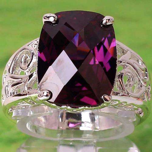 "FEB BIRTHSTONE" AMETHYST CZ & WHITE TOPAZ CZ RING CRAFTED IN HALLMARKED 925