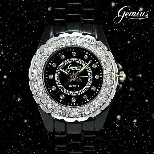 GEMIUS BLACK CRYSTAL FACE LADIES WRIST WATCH