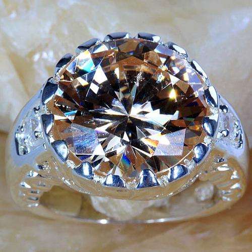 "WOW" ROUND  MORGANITE CZ RING IN HALLMARKED 925