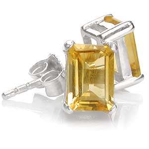 "WODERFUL CHRISTMAS GIFT" 2ct. Natural Citrine Crafted in 925 Sterling Silver Stud Earrings