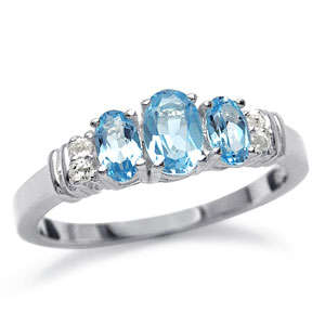 1ct. GENUINE NATURAL BLUE & WHITE TOPAZ RING CRAFTED IN 925 STERLING SILVER