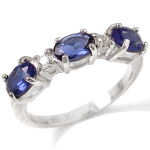 '"SALE!"  BLUE & WHITE SAPPHIRE CZ RING CRAFTED IN .925 STERLING SILVER
