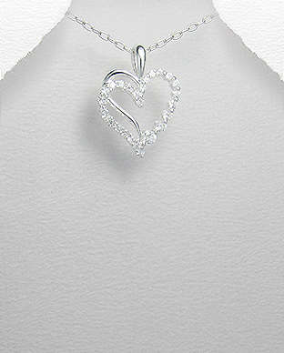 WONDERFUL PURE WHITE CZ HEART PENDANT CRAFTED IN .925 STERLING SILVER