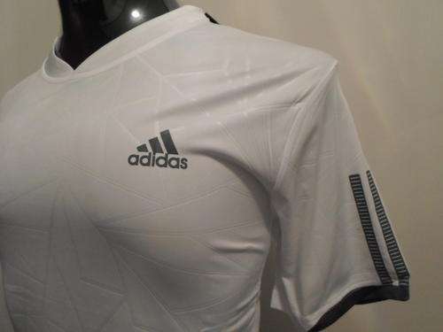 Adidas Men's Barricade Athletic T-Shirt (Medium) - White & Black