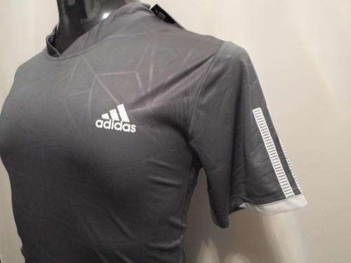 Adidas Men's Barricade Athletic T-Shirt (MEDIUM) - Grey & White