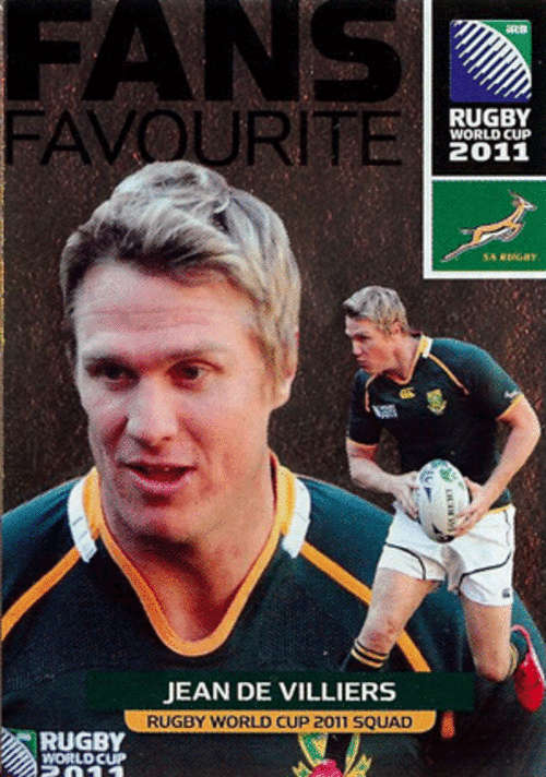 2011 Rugby World Cup - Jean De Villiers Fans Favourite Foil Card No 59 New