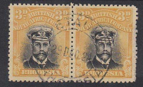 BSAC Rhodesia 1913 P14 SG259? 3d Used Pair