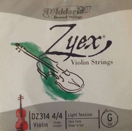 D'Addario Zyex Violin String - Single G String [Full Size, Light Tension]