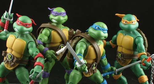 Teenage Mutant Ninja Turtles Figures - 1990 Classic - Includes all 4 Turtles + Display Case (TMNT3)