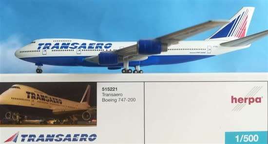 Boeing 747-200 Transaero - 1/500 Scale (HW515221)(TAS016577)(Herpa Wings)