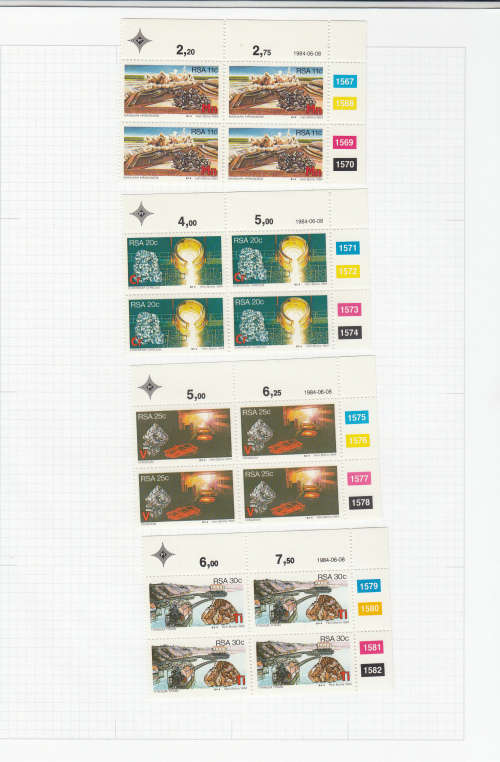 RSA 1984: STRATIGIC MINERALS FULL SET CONTROL BLOCKS MNH