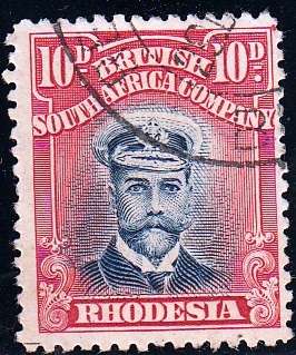 BSAC RHODESIA 1913: ADMIRALS 10 PENCE  DIE II PERF 14 - USED (SACC231)