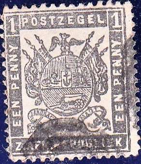 ZAR 2nd REPUBLIC 1883: ARMS 1 PENNY USED (SACC174)