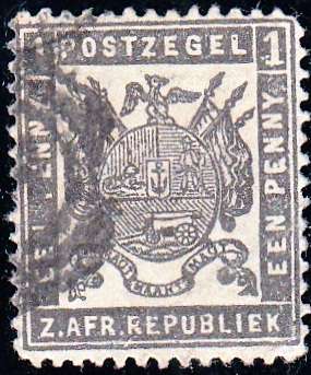 ZAR 2nd REPUBLIC 1883: ARMS 1 PENNY USED (SACC174)