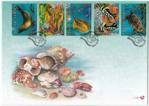 RSA OFFICIAL FDC 7.32 & 7.33 2001: SOUTH AFRICAN MARINE LIFE