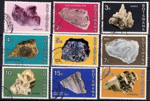 BOTSWANA 1974: MINERALS PART SET 9 OF 14 USED (SG 322-329,331)