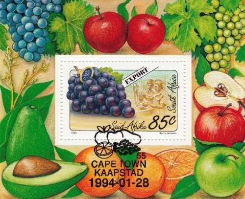 RSA FOUNDATION MINI SHEET 1994: EXPORT FRUITS CTO (SACC853a)