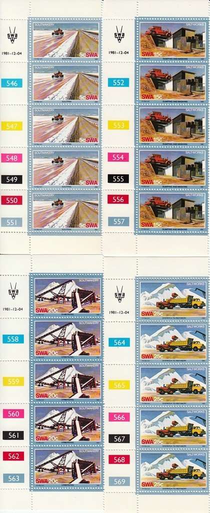 SWA 1981: SALT INDUSTRY FULL SET OF CONTROL BLOCKS MNH (SACC 395-8)