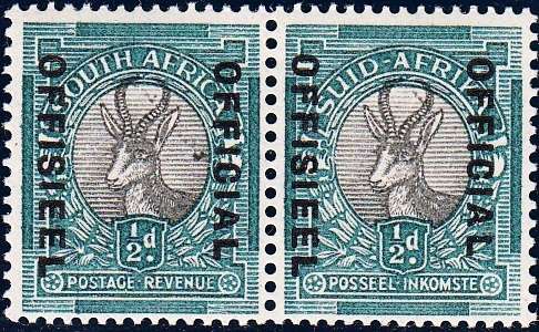 UNION 1935: OFFICIAL 1/2d PAIR MH (SACC 24)