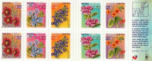 RSA BOOKLET#52 2000: 7th DEFINITIVE COLOURFULL SOUTH AFRICA SELF ADHESIVE COMPLETE MNH (SACC1330)