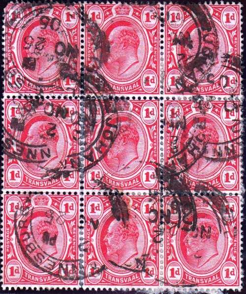 TRANSVAAL 1905: KEV11  9x1d ON PIECE USED  (SACC280) - JOHANNESBURG POSTMARK