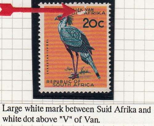 RSA 1964: DEFINITIVE ISSUE 20c MNH (SACC233) - VARIETY SEE NOTES