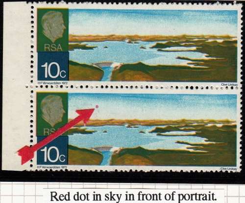 RSA 1972: OPENING OF VERWOERD DAM 10c PAIR MNH (SACC314) - VARIETIES SEE NOTES