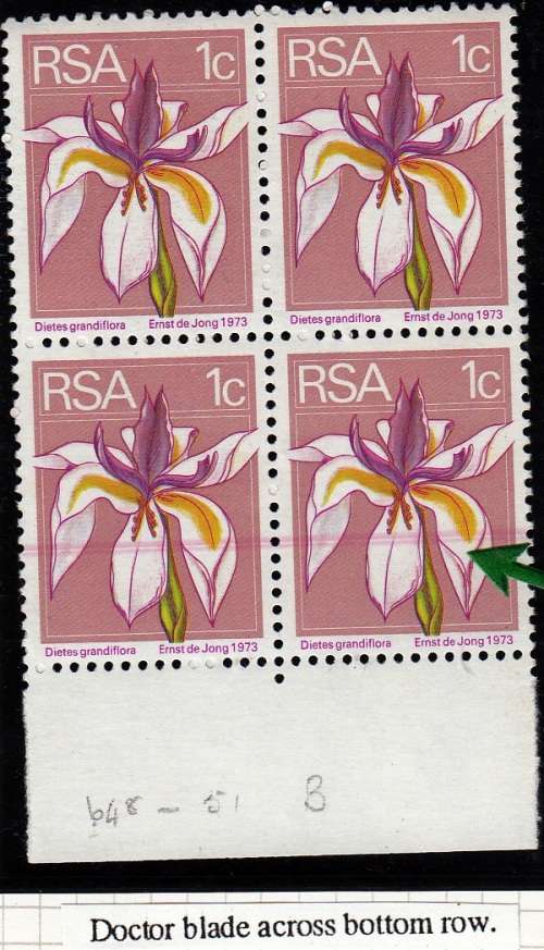 RSA 1974: 2nd DEFINITIVE ISSUE 1c BLOCK OF 4 MNH (SACC359) - VARIETIES SEE NOTES
