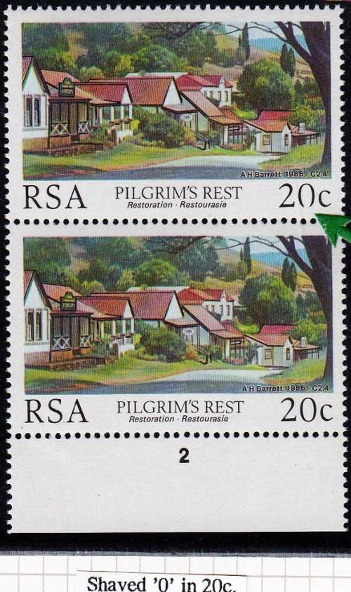 RSA 1986: PELGRIMS REST 20c PAIR MNH (SACC609) - VARIETY SEE NOTES
