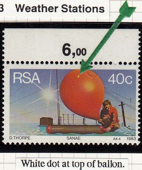 RSA 1983: WEATHER STATIONS 40c MNH (SACC544) - VARIETY SEE NOTES