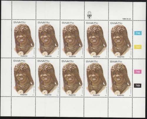 SWA 1984: TRADITIONAL HAIRDRESSES (2nd SERIES) 11c FULL SHEET OF 10 MNH (SACC437)