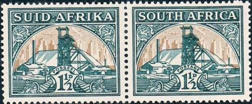 UNION 1939: DEFINITIVE ISSUE 1 1/2d  PAIR MNH (SACC57b)