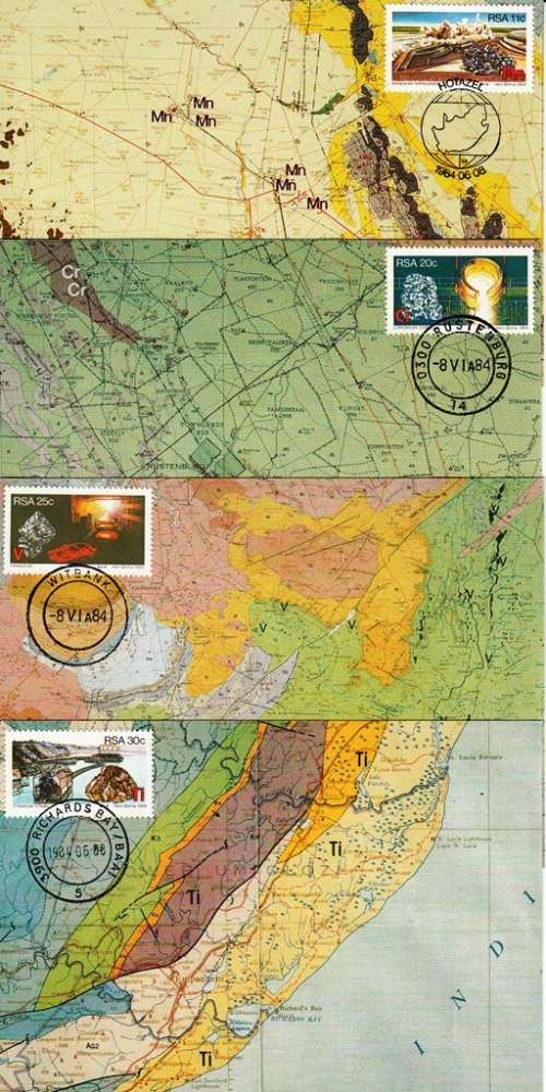RSA MAXIMUM CARDS 1984 STRATEGIC MINERALS FULL SET OF 4 UNUSED CTO