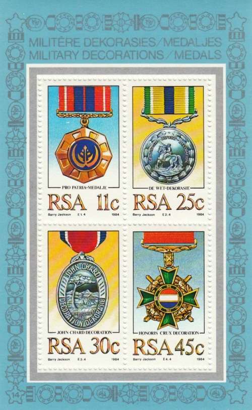 RSA FDC 410 1981 MILITARY DECORATIONS SIGNED BY PRES PW BOTHA (2 dots) and DESIGNER - SEE NOTES