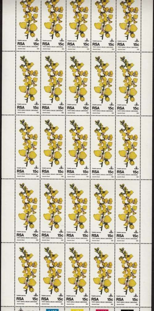 RSA 1981: 10th WORLD ORCHID CONFERENCE 15c FULL SHEET OF 25 MNH (SACC503)