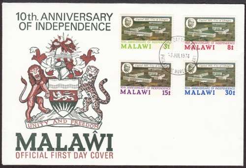 MALAWI FDC 1974: 10th ANNIVERSARY OF INDEPENDENCE
