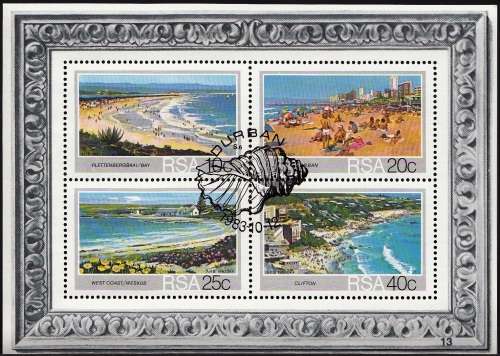 RSA MINIATURE SHEET#13 1983: TOURISM SA BEACHES CTO (SACC557)