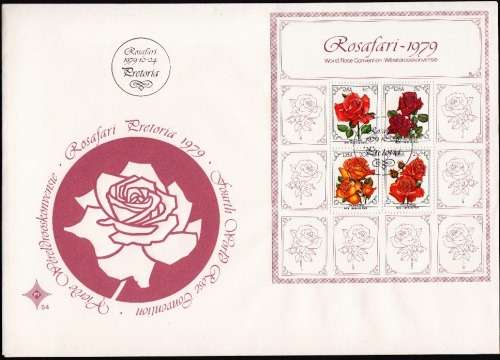 RSA 1979: OFFICIAL FDC S4 - 4th WORLD ROSE CONVENTION - MINIATURE SHEET