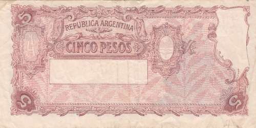 ARGENTINA 5 PESO BANKNOTE 1947