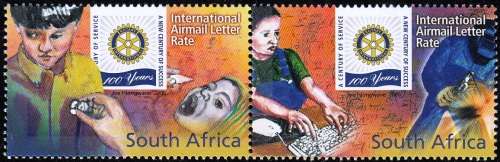 RSA 2005: THE CENTENARY OF ROTARY SETENANT PAIR MNH (SACC1698-1699)