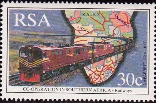 RSA 1990: CO-OPERATION IN SOUTHERN AFRICA: RAILWAYS 30c MNH (SACC716)