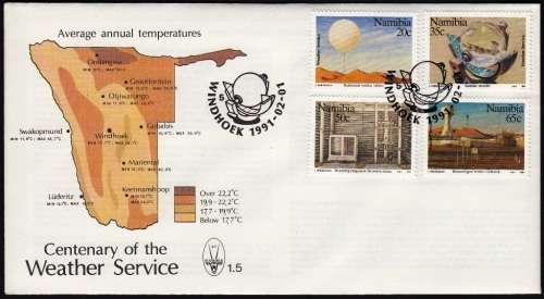 NAMIBIA 1991: FDC 1.5 - CENTENARY OF WEATHER SERVICE
