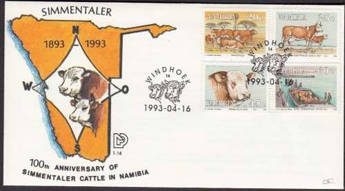 NAMIBIA FDC 1.14 1993: SIMMENTALER CATTLE