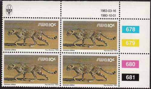 SWA 1983: 3rd DEFINITIVE ISSUE 10c CONTROL BLOCK OF 4 MNH (SACC 367)