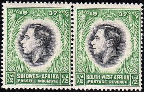 SWA 1937: CORONATION OF KGVI ½d PAIR MNH (SACC124)