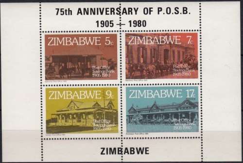 ZIMBABWE 1980: 75th ANNIVERSARY OF POST OFFICE SAVINGS BANK MINISHEET MNH (MS601)