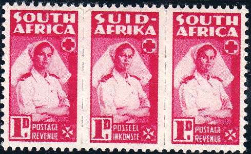 UNION OF SA 1944: WAR EFFORT 1d BANTAM FORMAT TRIPLET MH (SACC96a)