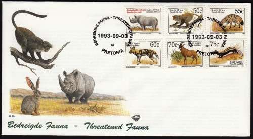 RSA 1993: OFFICIAL FDC 6.1a+b+c - SIXTH DEFINITIVE SERIES - ENDANGERED FAUNA