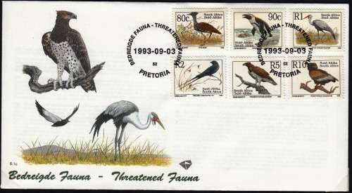 RSA 1993: OFFICIAL FDC 6.1a+b+c - SIXTH DEFINITIVE SERIES - ENDANGERED FAUNA